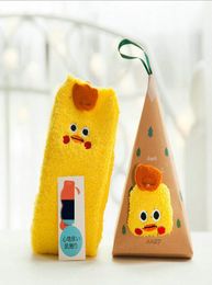 Yellow Chicken Girls Fuzzy Cartoon Slipper Socks Christmas Animal Floor Socks 3Pairlot Random Style with Gift Box6270076