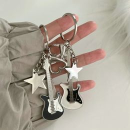 Y2k Guitar Love Heart Star Key Chain for Men Women Sweet Cool Trendy Fashion Pendant Keychain Rock Punk Vintage Accessories Gift 240506