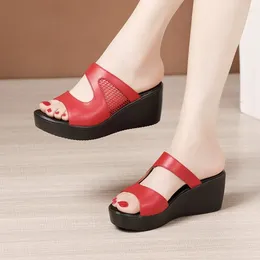 Sandals Designer High Heel Wedges For Women 2024 Summer Platform Fashion Footwear Red Black White Shoes