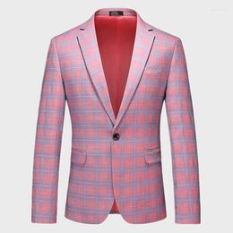 Men's Suits Fashion British Plaid Blazers Jacket Men Casual Business Classic Suit Coat Male Light Colour Single Button Tops