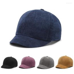 Ball Caps 2024 Corduroy Solid Color Short Brim Baseball Cap Korean Version Women's Fashionable And Simple Daily Commuting Sun Hat