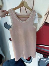 Women's Tanks Pink Lace Trim Tank Top Women Summer 2024 Cute Cotton Sleeveless Slim Vests Female Y2k Clothes Harajuku Vintage Crop