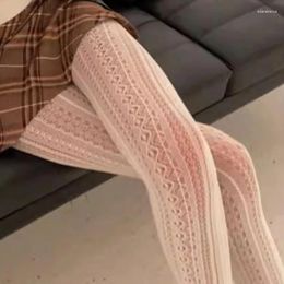 Women Socks Autumn Lolita Tights Lace Stockings For Woman Hollow Out White Female Pantyhose Tattoo Pattern