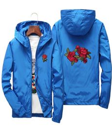 Rose Embroidery Jackets Men Women Flower Embroidered Polyester Hip Hop Casual Jackets Plus Size S7XL 20209024129