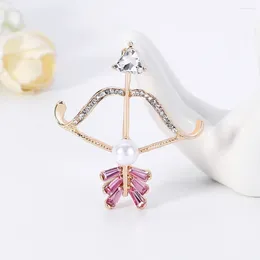 Brooches Creative Bows Arrow For Women Crystal Rhinestone Alloy Corsage Suit Dress Coat Lapel Pin Pearl Jewellery Valentine Gifts