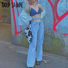 Women's Jeans Grunge Skater Girl Style Baggy Solid High Waist Straight Denim Fashion Women Y2k Urbano Pants