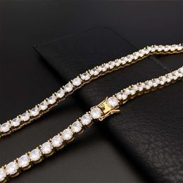 Sterling Sier fine jewelry 7mm width iced out diamond mounted mens moissanite tennis chains necklace
