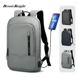 Backpack Heroic Knight Men Business Slim Work Waterproof 14" Laptop Bag USB Travel Women Outdoor School Black