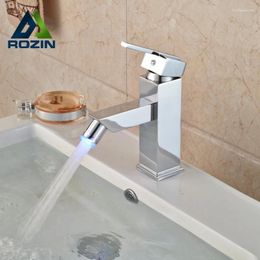 Bathroom Sink Faucets LED 3 Colour Changing Bidet Faucet Deck Mount Single Handle Brass Washbasin Mixer Tap Chrome Finish
