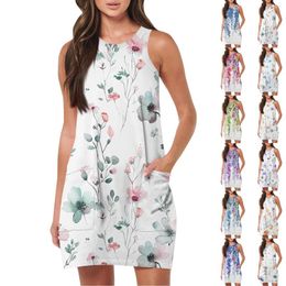 Casual Dresses Women's Summer Sleeveless Printed Sundress (with Pockets) Short Beach Vacation Tank Formal Occasion