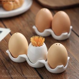 Nordic style creative ceramic egg shape toothholder living room table lovely powder spice bottle home decoration kitchen items 240507