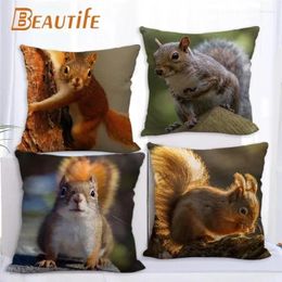 Pillow Custom Squirrel Animal Pillowcase 45X45cm Wedding Decorative Eco-Friendly Cotton Linen Fabric Case