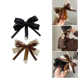 Hair Clips Telephone Wire Bands For Kids Bowknot Braided Holder Spirals Ties Phone Cord Headwear Dropship