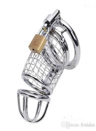 Male Metal Bondage Cage Chrome Finished Restraint Tube Device Stainless Steel Device Locking Sex Toys6503180