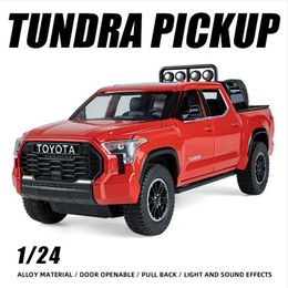 Diecast Model Cars 1 24 Tundra Pickup Truck Alloy Car Model Simulation Exquisite Diecasts Toy Vehicles Sound and Light Collection Toy Gifts Girls Y240520ZDML