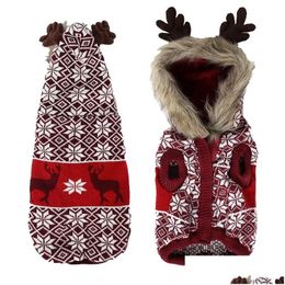 Dog Apparel Christmas Elk Pet Sweater Cat Clothes Winter Puppy Knitwear Sweaters Hoodie Clothing Year For Small Medium Large Dogs Dr Dhrxq