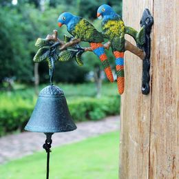 Decorative Figurines Free Ship European Vintage Country Style Hand Painted Color Couple Parrot Birds Branch Design Cast Iron Door Decor