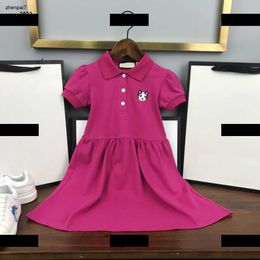 Top Girl Clothing Embroidery logo high quality Kids Skirt Baby lapel Dress Child solid Colour clothes Free shipping