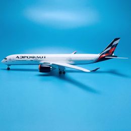 Material 1:125 47cm With Wheels & Led Light Aircrafts Airbus A350-900 Aeroflot Russian Airlines Plane Model