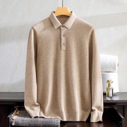 Men's Sweaters Goat Cashmere Sweater Knit Top Lapel High-end Half Open Button Autumn And Winter Class A