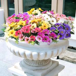 Decorative Flowers 6/12 Bundles Simulated For Outdoors No Fade Faux Fake 5 Branches 10 Heads Of Plastic Garden Home