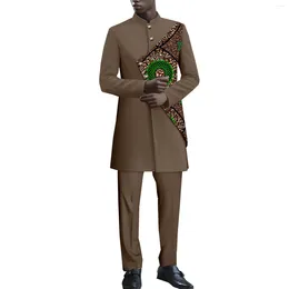 Ethnic Clothing SEA&ALP Men African Attire Wax Fabric Jacket And Pants 2 Piece Set Outfit Dashiki Nigerian Suit Wedding