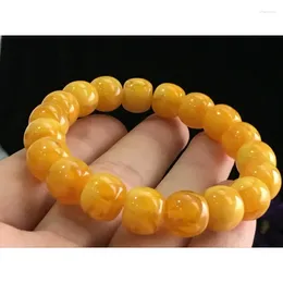 Bangle 12mm Certificate Natural Mexican Yellow Amber Beeswax Beads Bracelet