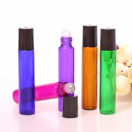 wholesale Empty Glass Roll On Bottle Blue Red Green Amber Clear Roller Container for Essential Oil Aromatherapy Perfumes and Lip Balms ZZ