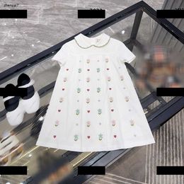 Top baby clothes Kids Skirt Embroidered flower decoration girl Fashion lapel Dress Child Summer Elegant Dress #Multiple product