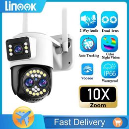 Wireless Camera Kits Linook Yoosee 6K 12MP three lens CCTV wireless outdoor WIFI camera PTZ Colour night vision two-way telephone tracking J240518