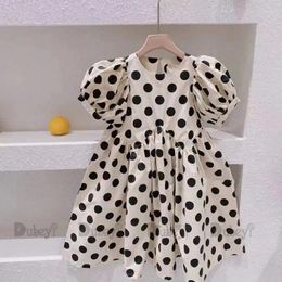 Girl Dresses Vintage Baby Girls Polka Dots Cotton Dress For Kids Fashion Wear Short Sleeve Summer Vestido Clothing Waves Cutting