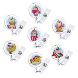 Other Office School Supplies Fluorescent Cartoon Badge Reel Retractable Nurse Id Card Cute Nursing Reels Holder With Clip Funny Clips Otebh
