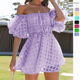 European and Womens Clothing 24 Colors High-End Quality Hot Sale 2023 Summer New Sexy High Waist off Shoulder Fashion Short Dress W