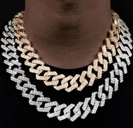 Chains Luxury Bling Rhinestones Prong Cuban Link Chain Necklace For Men Women HipHop Iced Out Square Choker JewelryChains5846949