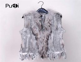 28 Colours Women Genuine Real Rabbit Fur Vest Coat Tassels Raccoon Fur Collar Jacket Waistcoat Whole Drop VR032 2109272376147