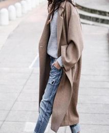 Women039s Wool Blends Knaki Loose Long Coat Women Oversize Casual Solid Warm Winter Jacket Office Lady Grey Female 2022Women5967074