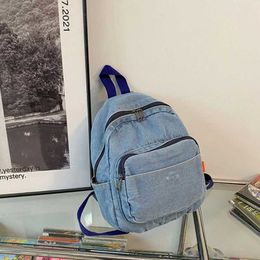 Backpacks Retro denim backpack school travel backpack teenage girl shoulder bag d240520