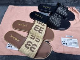 Designerin gewebte Grasruhrschuhe Frau Tasman Slipper Stroh gewebte Sandalen Frauen Häkeln Häkeln Plattform-Gleitkomfort Sandalen Frauen Maultier Dhgate mit Kastengröße 35-43