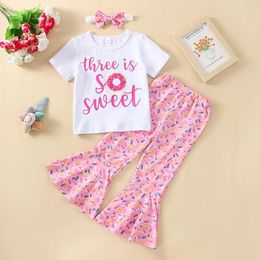 Clothing Sets Baby Girl Birthday Outfits Cute Sweet One Frills Sleeveless Romper Candy Shorts Headband 3Pcs Infant Clothes