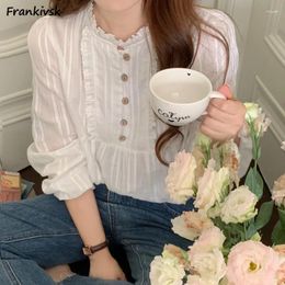 Women's Blouses Women Long Sleeve Office Daily Slouchy Hipster Gentle French Temperament Lantern Fashion Comfortable O-neck Pure