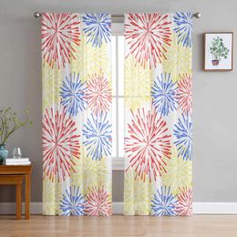 Curtain Red Blue Fireworks White Sheer Curtains For Living Room Decoration Window Kitchen Tulle Voile Organza