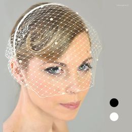 Bridal Veils Amanda Novias Face Net Mask Headband Wedding Fascinator Hair Accessories Women Hoop Birdcage Veil