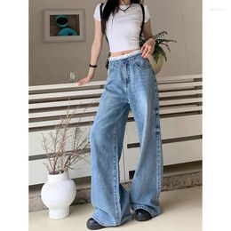 Women's Jeans Blue American Vintage Style High Waist Pants Baggy Y2K Oversized Wide Leg Denim Trouser Korean Fashion Clothes