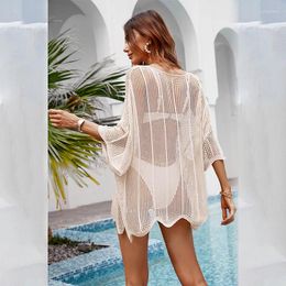 Summer Dress Beach 2024 Swim Wear Cover Up Bathroom Bath Exits Woman Sexy Swimwear Skirt Knit Hollow Out Bikini Swimsuit