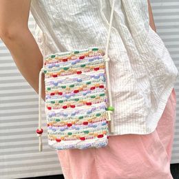 Fashion Mobile Phone Bag Womens Messenger Bag Knitted Mini Small Crossbody Bag Purse Vertical Handbag 240520