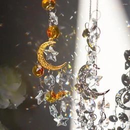 Decorative Figurines Crystal Windchimes Star Moon Pendant Handmade Sun Catcher Light Garden Window Wedding Curtain Chandelier Decor