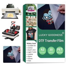 Window Stickers Lucky Goddness A3 30 PCS DTF Film Transfer Sticker Printer Direct Printing To A Plastic Silicone Metal Acrylic Glass
