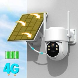 Wireless Camera Kits 4G SIM card solar camera 4MP 2K highdefinition outdoor wireless WIFI with builtin battery power PTZ camera PIR human body detection 2 J240518