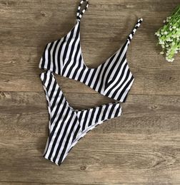 New 2018 Thong Bikini Swimwear Sexy Zebra Black And White Stripes Print Split Swimsuit Europe Swimming Suit For Women Bikinis Y1905416830