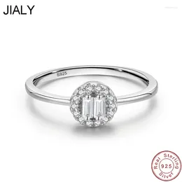 Cluster Rings JLY Fine Round Face European CZ S925 Sterling Silver Finger Ring For Women Birthday Party Wedding Gift Jewellery